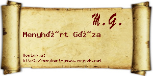 Menyhért Géza névjegykártya